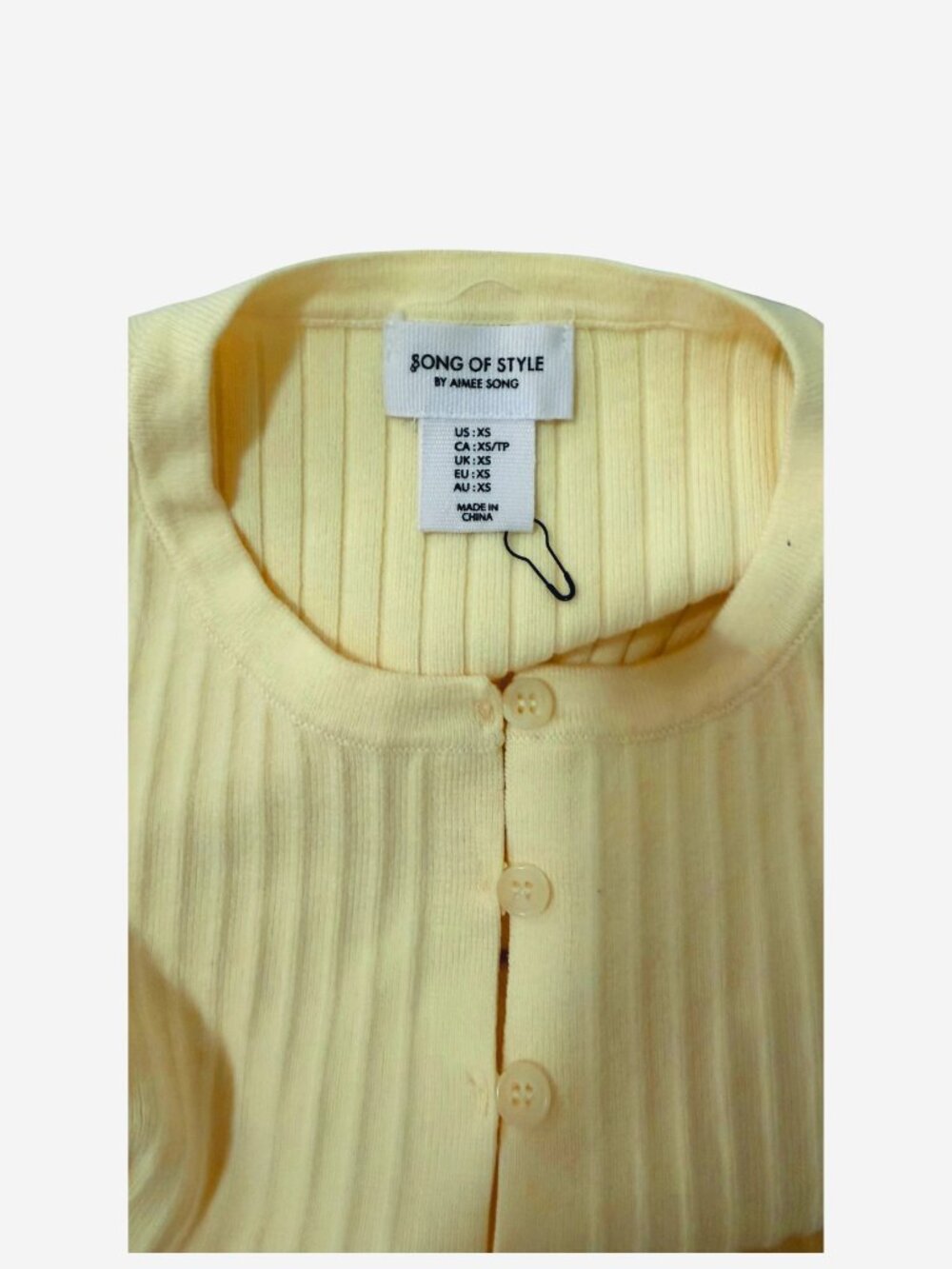 Song of Style Yellow Ribbed Button-Front Sleeveless Sweater Vest XS - Picture 4 of 4